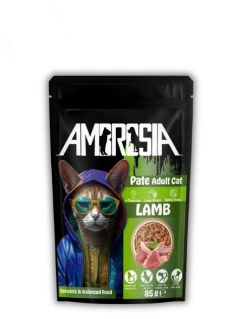Ambrosia Kuzu Etli Ezme Pouch Yetişkin Kedi Maması 85 Gr