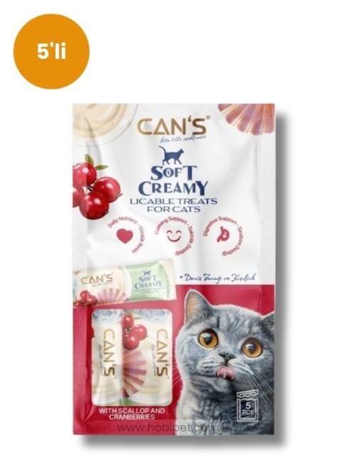 Can’s Soft Creamy Deniz Tarağı ve Kızılcıklı Kedi Ödül Kreması 15 gr x 5’li