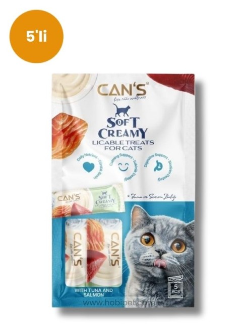 Can’s Soft Creamy Ton Balıklı ve Somonlu Kedi Ödül Kreması 15 gr x 5’li