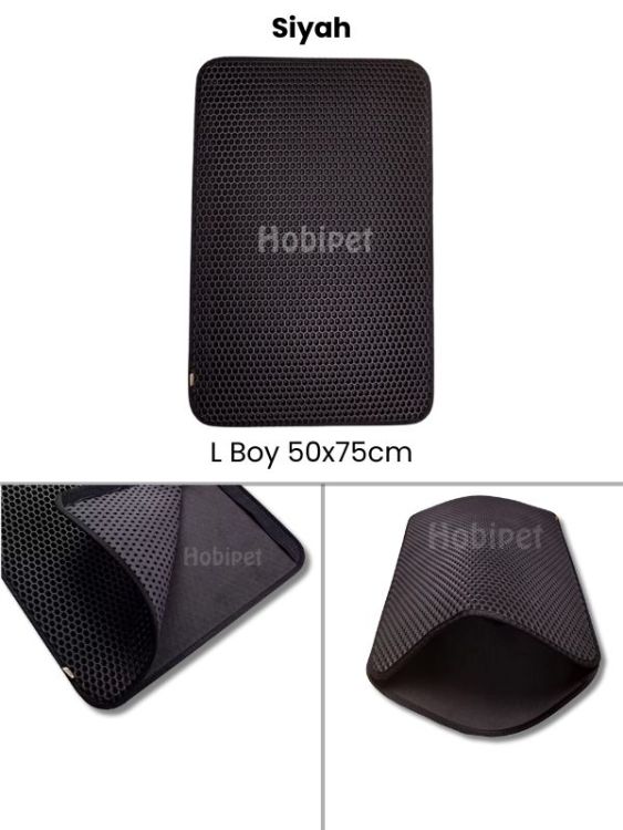 Cattie L Boy Altıgen Desenli Siyah Kenarlıklı Kum Toplayıcı Kedi Paspası 50×70cm - 1