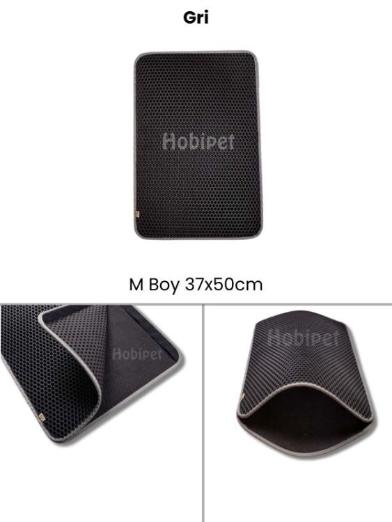 Cattie M Boy Altıgen Desenli Gri Kenarlıklı Kum Toplayıcı Kedi Paspası 37×50cm - 1