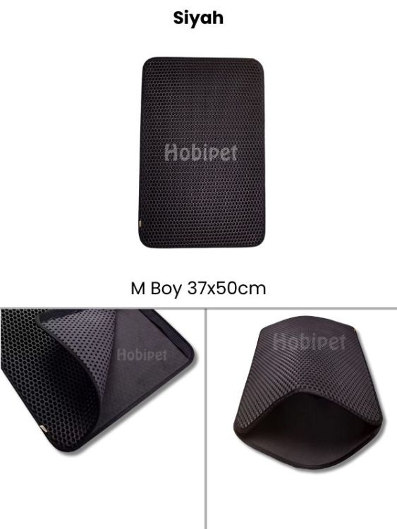 Cattie M Boy Altıgen Desenli Siyah Kenarlıklı Kum Toplayıcı Kedi Paspası 37×50cm - 1