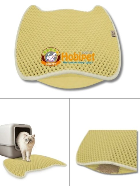 Cattie L Boy Kedi Kafası Şekilli Kum Toplayıcı Kedi Paspası Bej 50×75cm
