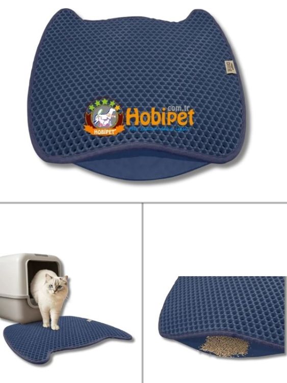Cattie M Boy Kedi Kafası Şekilli Kum Toplayıcı Kedi Paspası Lacivert 50×50cm - 1
