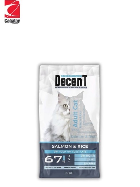 Decent Somonlu ve Pirinçli Yetişkin Kedi Maması 1.5 Kg