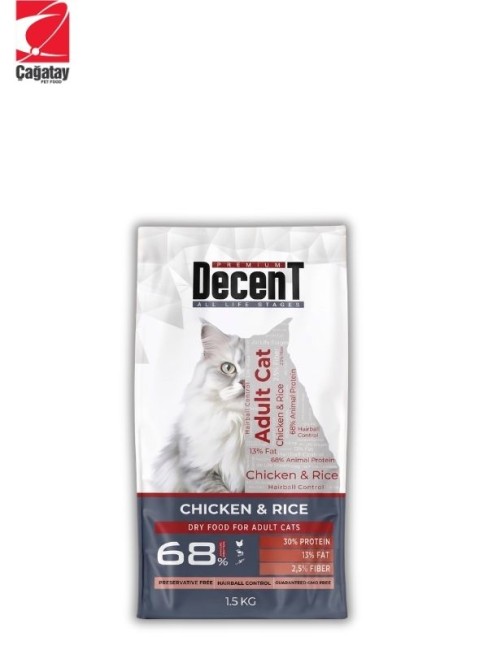 Decent Tavuklu ve Pirinçli Yetişkin Kedi Maması 1.5 Kg
