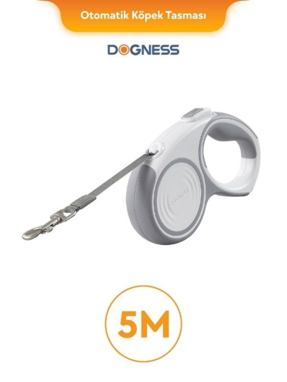 Dogness R06 Otomatik Kedi Köpek Gezdirme Tasması 5 Metre Beyaz  (R06-5W) - 1