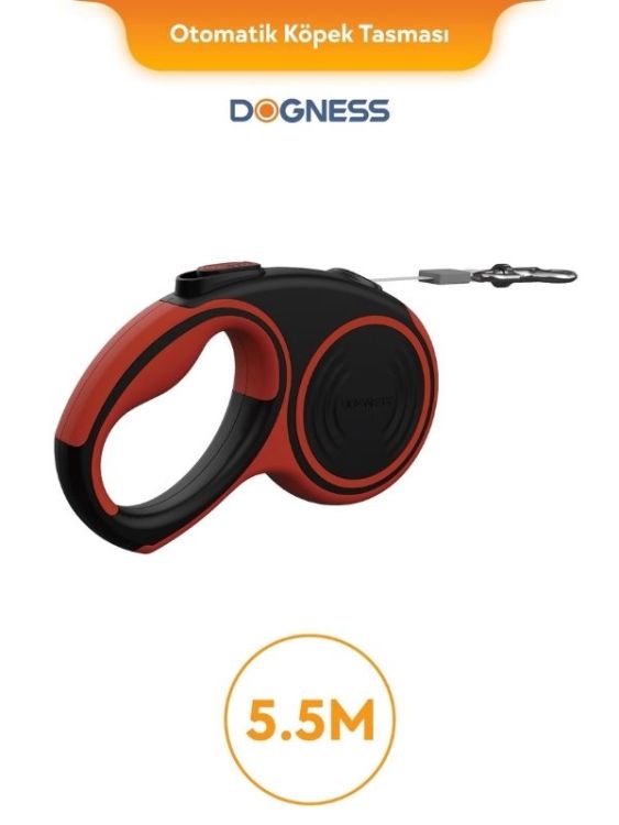 Dogness R06 Otomatik Kedi Köpek Gezdirme Tasması 5.5 Metre Kırmızı (R06-5+R) - 1