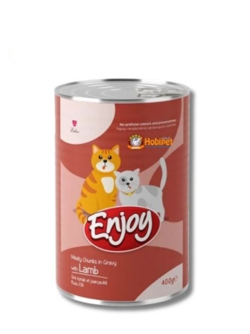Enjoy Sos İçinde Et Parçacıklı Kuzu Etli Yetişkin Kedi Konservesi 400 gr