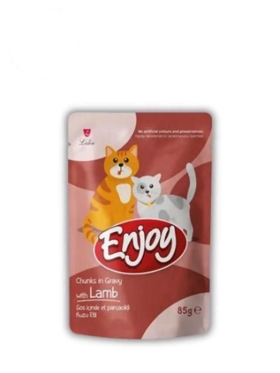 Enjoy Sos İçinde Et Parçacıklı Kuzu Etli Yetişkin Kedi Pouch Maması 85 Gr - 1