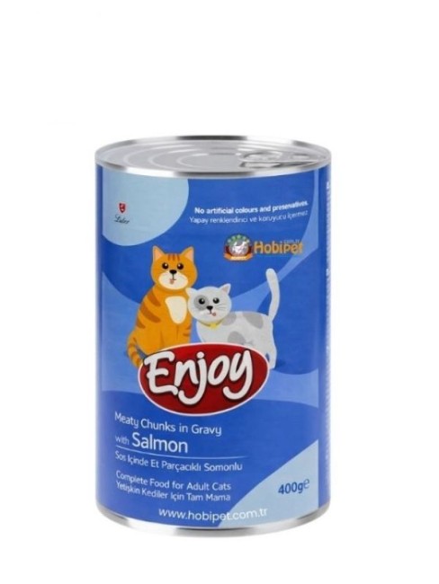 Enjoy Sos İçinde Et Parçacıklı Somonlu Yetişkin Kedi Konservesi 400 gr