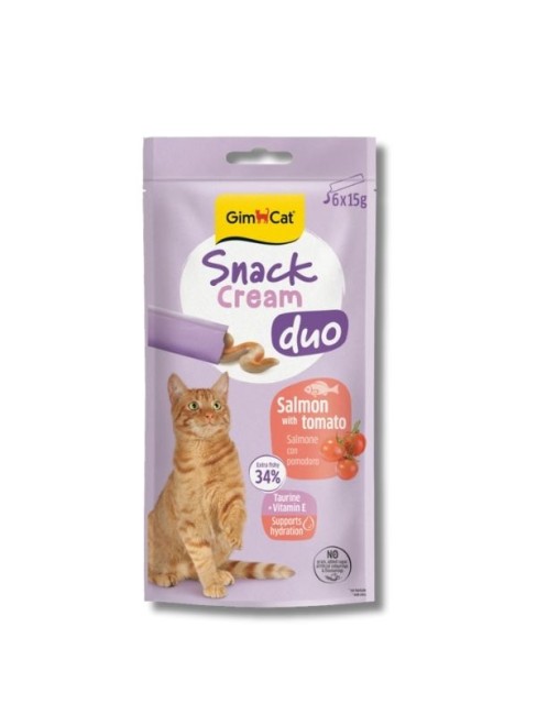 GimCat Snack Cream Duo Somonlu ve Domatesli Krema Kedi Ödülü 15 g (6’lı)