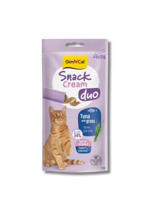 GimCat Snack Cream Duo Ton Balıklı ve Çimenli Krema Kedi Ödülü 15 g (6’lı)