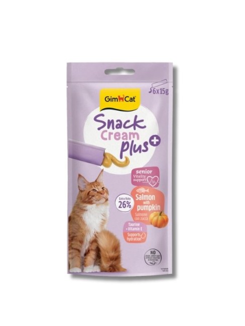 GimCat Snack Cream Plus Somonlu ve Bal Kabaklı Krema Yaşlı Kedi Ödülü 15 g (6’lı)