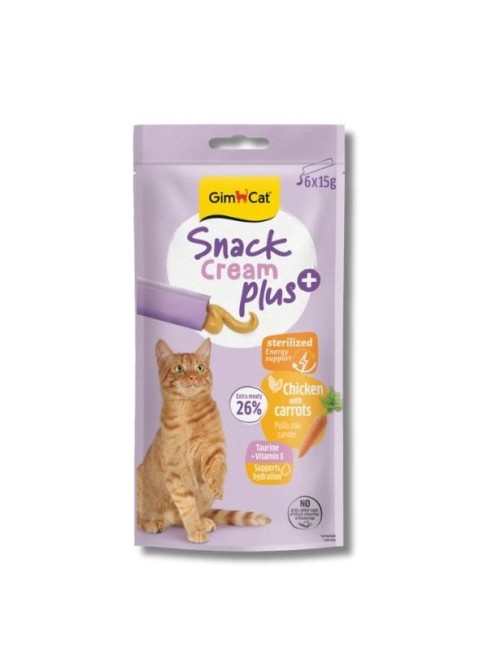GimCat Snack Cream Plus Tavuklu ve Havuçlu Krema Kısır Kedi Ödülü 15 g (6’lı)