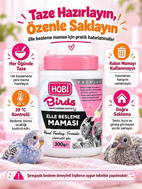 Hobi Güvercin ve Kafes Kuşları İçin Protein, Vitamin ve Probiyotik İçerikli Yavru Elle Besleme Maması 300 gr - 4