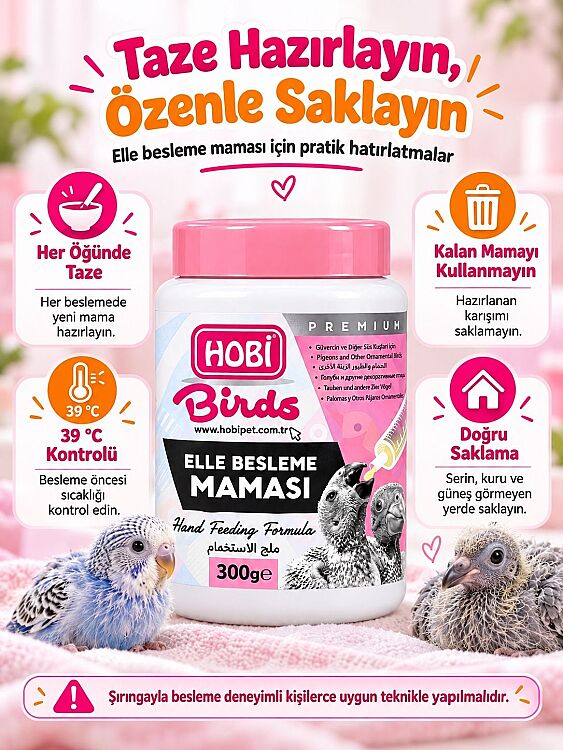 Hobi Güvercin ve Kafes Kuşları İçin Protein, Vitamin ve Probiyotik İçerikli Yavru Elle Besleme Maması 300 gr - 4