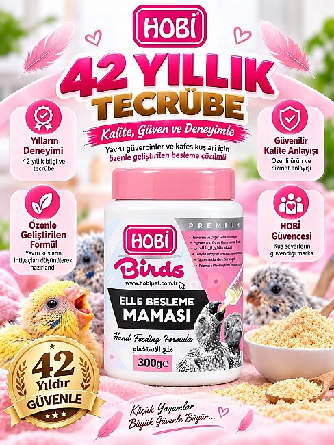 Hobi Güvercin ve Kafes Kuşları İçin Protein, Vitamin ve Probiyotik İçerikli Yavru Elle Besleme Maması 300 gr - 5