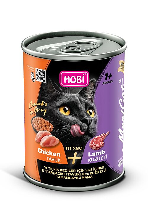 Hobi Maxicat Mixed Tavuk ve Kuzu Etli Parça Etli Yetişkin Kedi Konservesi 400 Gr - 1