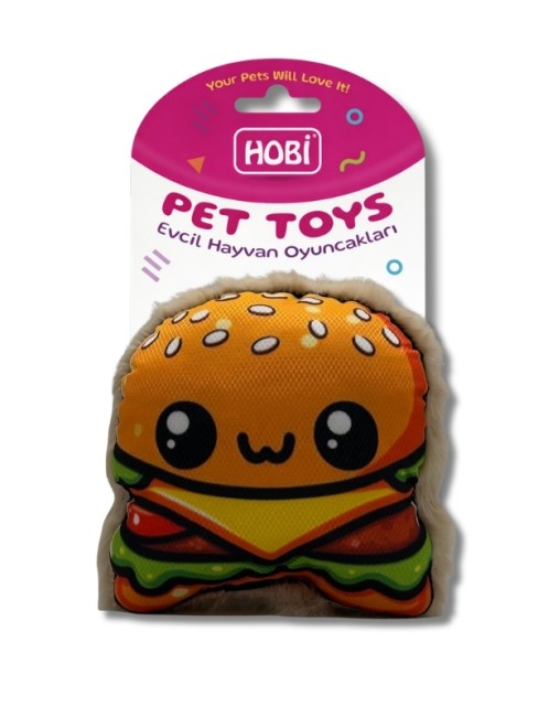 Hobi Pet Toys Hamburger Figürlü Zilli Kedi & Köpek Oyuncağı RD1070 - 2