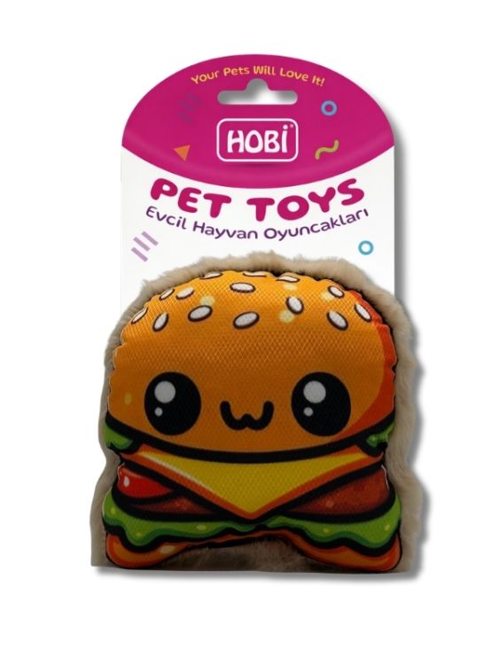 Hobi Pet Toys Hamburger Figürlü Zilli Kedi & Köpek Oyuncağı RD1070 - 2