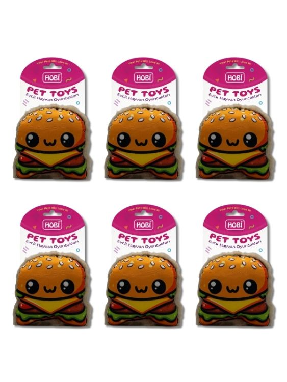 Hobi Pet Toys Hamburger Figürlü Zilli Kedi & Köpek Oyuncağı RD1070 - 1
