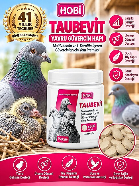 Hobi Taubevit Yavru Güvercin Hapı Multivitamin ve L-Karnitin 500 Adet