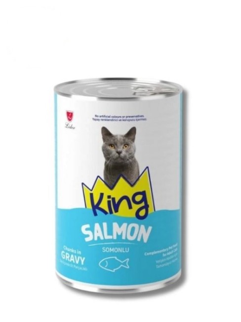King Sos İçerisinde Et Parçacıklı Somonlu Kedi Konservesi 400 gr