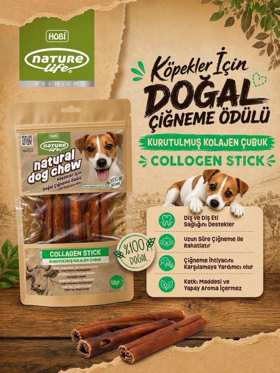 Naturelife Kurutulmuş Kolajen Çubuk Köpek Çiğneme Ödülü 100 gr - 1