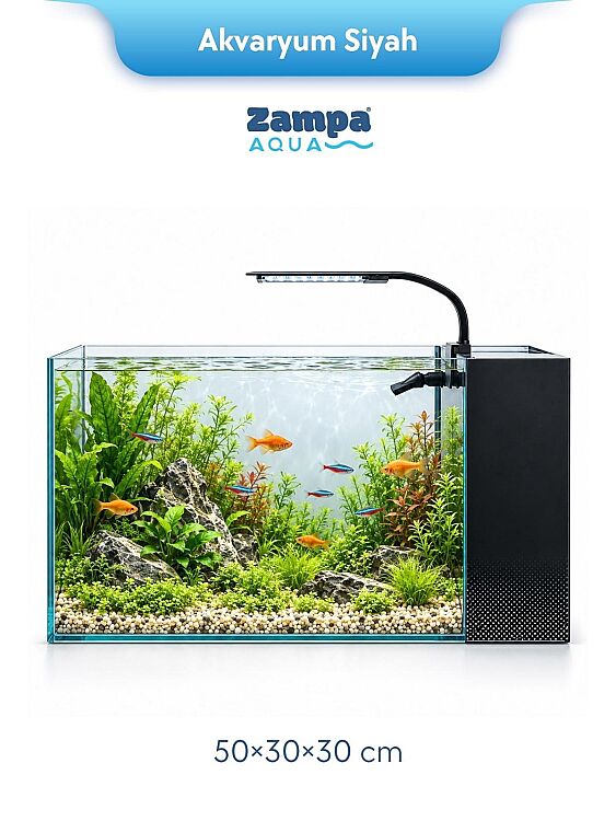 Zampa Aqua Jingming Ultra Clear Akvaryum Siyah 50 x 30 x 30 cm (CL-500) - 1
