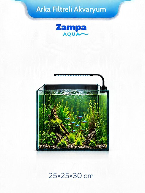 Zampa Aqua Jingming Ultra Clear Arka Filtreli Akvaryum Siyah 25 x 25 x 30 cm (BL-250)