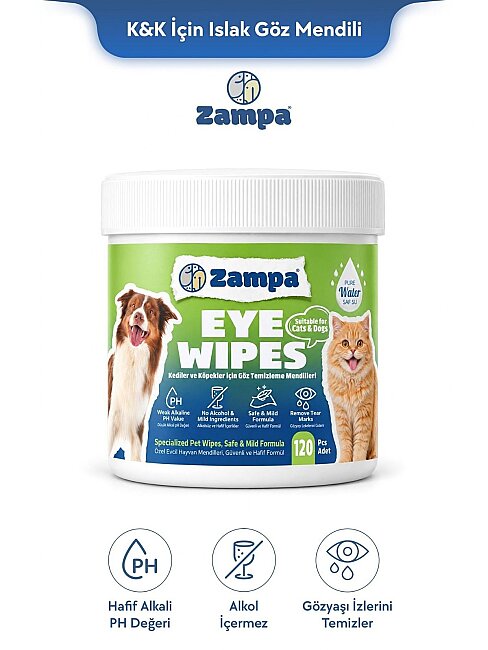 Zampa Kedi Köpek için Islak Göz Mendili 120 Li (ZPW-3188)