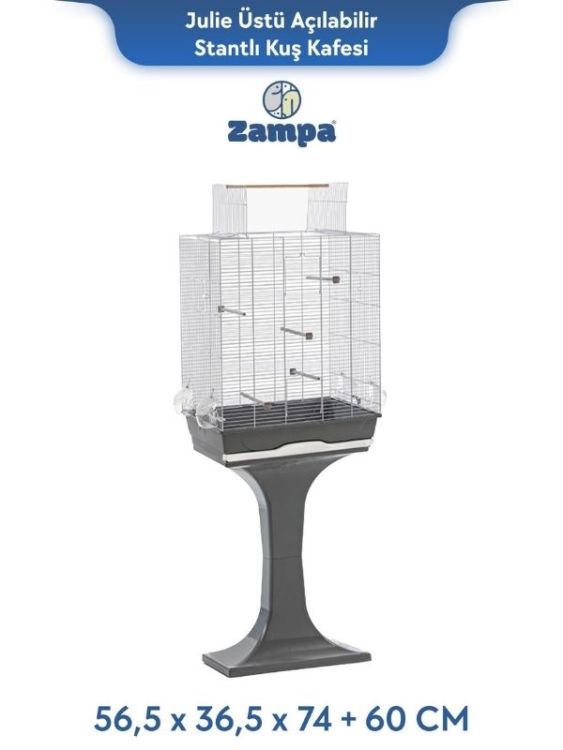 Zampa Plus Julie Üstü Açılabilir Stantlı Kuş Kafesi 56,5x36,5x74+60 cm (ZIT-2938) - 1